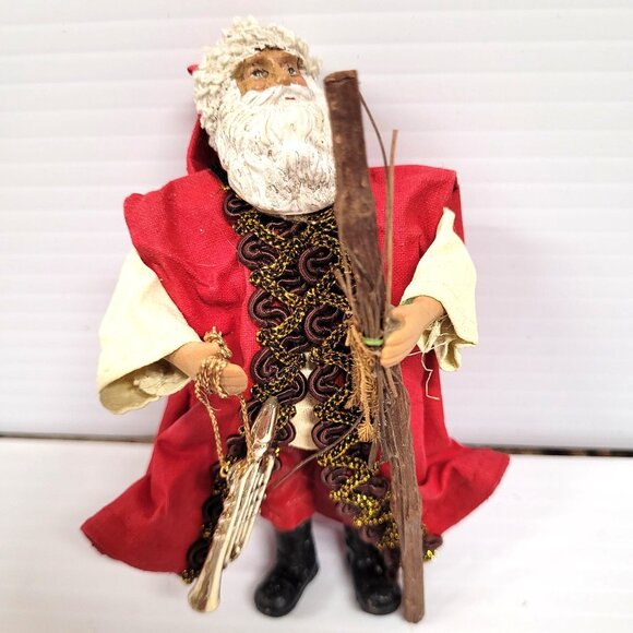 Paper Mache Santa's Set of 3 Christmas Decor Village 4 3/4'' Standing Victorian - Picture 4 of 6